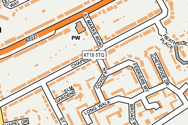 KT18 5TQ map - OS OpenMap – Local (Ordnance Survey)