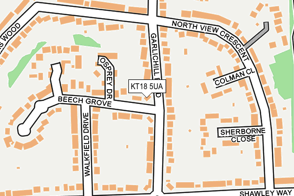 KT18 5UA map - OS OpenMap – Local (Ordnance Survey)