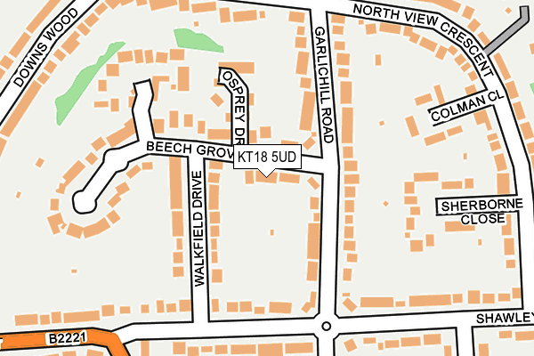 KT18 5UD map - OS OpenMap – Local (Ordnance Survey)