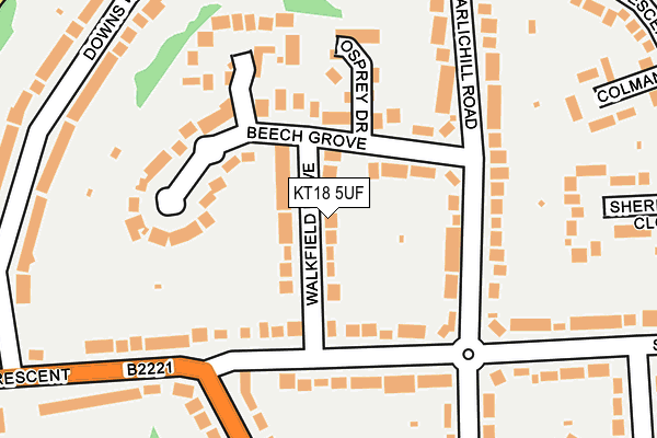 KT18 5UF map - OS OpenMap – Local (Ordnance Survey)