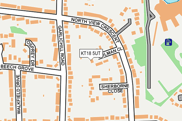 KT18 5UT map - OS OpenMap – Local (Ordnance Survey)