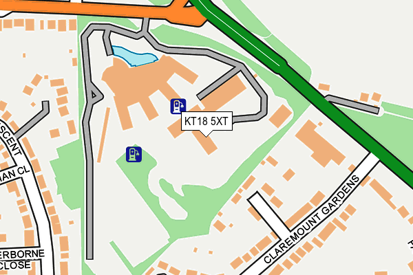 KT18 5XT map - OS OpenMap – Local (Ordnance Survey)