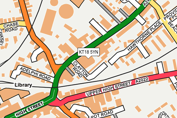 KT18 5YN map - OS OpenMap – Local (Ordnance Survey)
