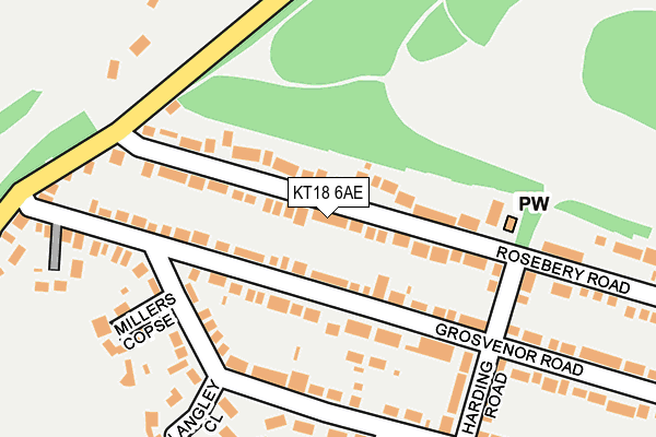 KT18 6AE map - OS OpenMap – Local (Ordnance Survey)