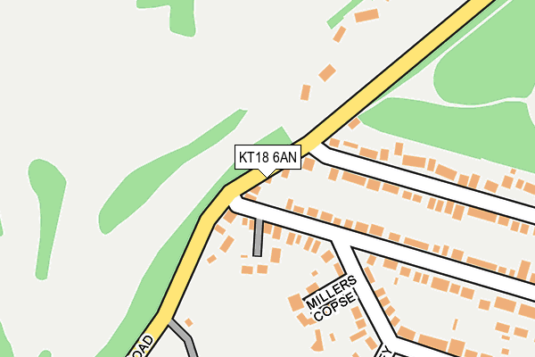 KT18 6AN map - OS OpenMap – Local (Ordnance Survey)