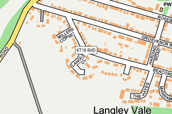 KT18 6HD map - OS OpenMap – Local (Ordnance Survey)