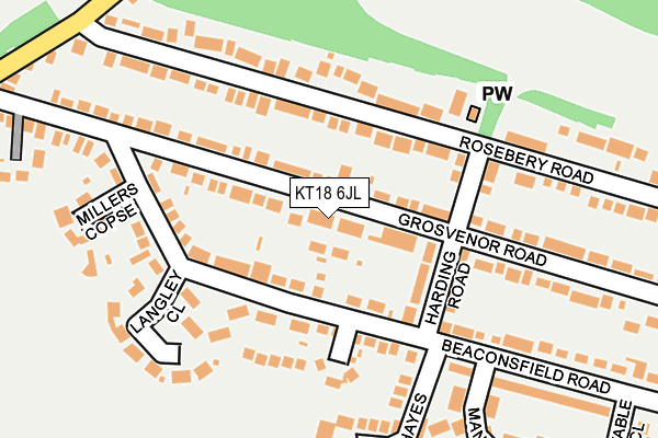 KT18 6JL map - OS OpenMap – Local (Ordnance Survey)