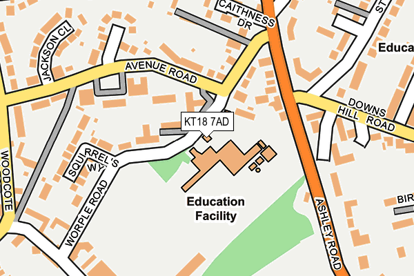 KT18 7AD map - OS OpenMap – Local (Ordnance Survey)