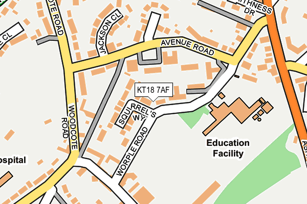 KT18 7AF map - OS OpenMap – Local (Ordnance Survey)