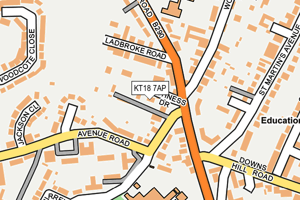 KT18 7AP map - OS OpenMap – Local (Ordnance Survey)