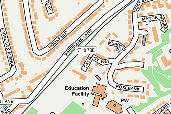 KT18 7BE map - OS OpenMap – Local (Ordnance Survey)