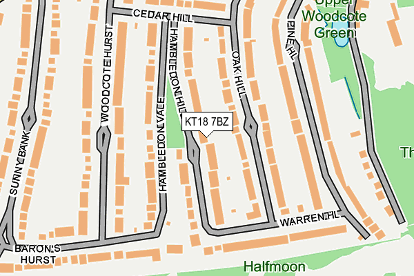 KT18 7BZ map - OS OpenMap – Local (Ordnance Survey)