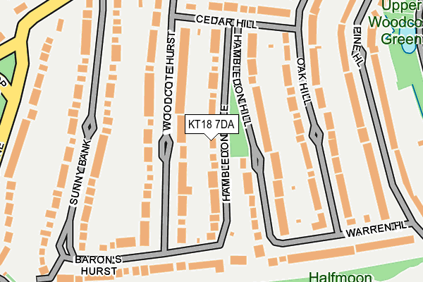 KT18 7DA map - OS OpenMap – Local (Ordnance Survey)