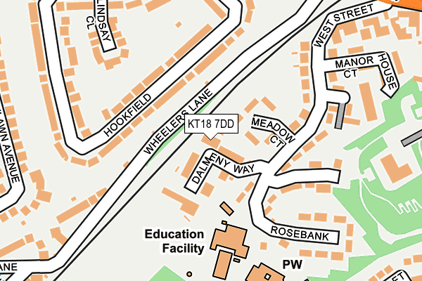 KT18 7DD map - OS OpenMap – Local (Ordnance Survey)