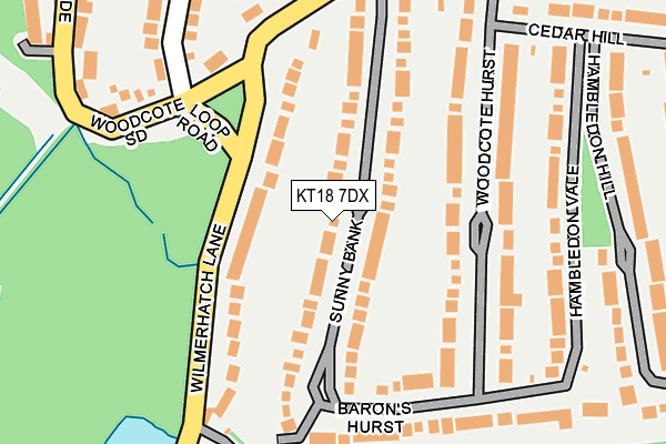 KT18 7DX map - OS OpenMap – Local (Ordnance Survey)