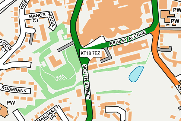 KT18 7EZ map - OS OpenMap – Local (Ordnance Survey)