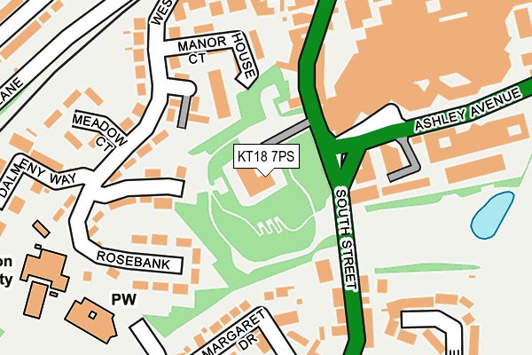 KT18 7PS map - OS OpenMap – Local (Ordnance Survey)
