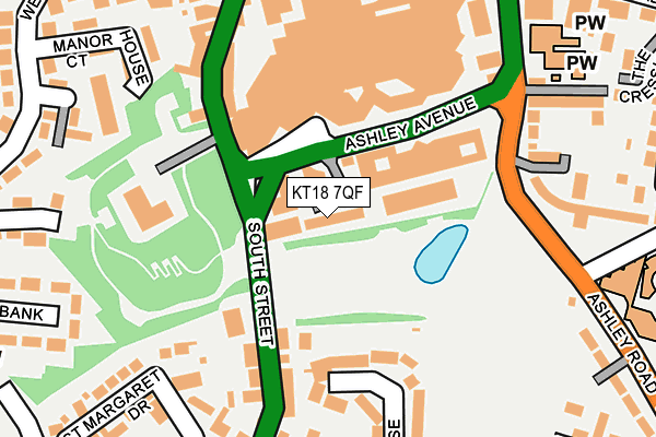 KT18 7QF map - OS OpenMap – Local (Ordnance Survey)