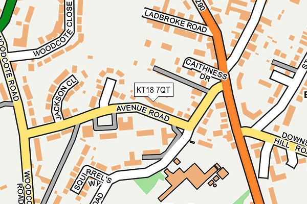 KT18 7QT map - OS OpenMap – Local (Ordnance Survey)