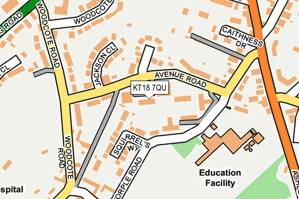 KT18 7QU map - OS OpenMap – Local (Ordnance Survey)
