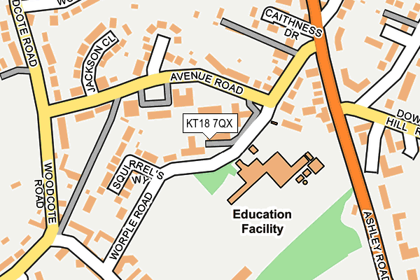 KT18 7QX map - OS OpenMap – Local (Ordnance Survey)