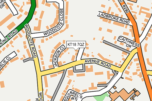 KT18 7QZ map - OS OpenMap – Local (Ordnance Survey)