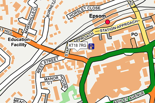 KT18 7RG map - OS OpenMap – Local (Ordnance Survey)