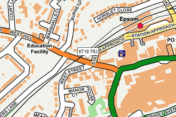 KT18 7RJ map - OS OpenMap – Local (Ordnance Survey)