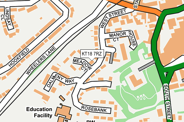 KT18 7RZ map - OS OpenMap – Local (Ordnance Survey)