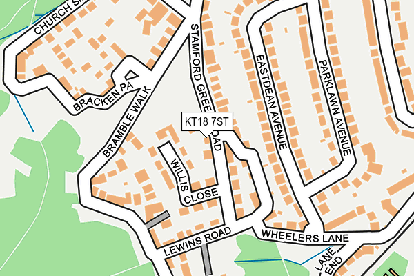 KT18 7ST map - OS OpenMap – Local (Ordnance Survey)
