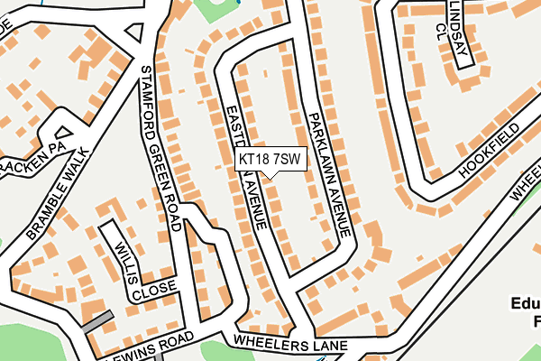 KT18 7SW map - OS OpenMap – Local (Ordnance Survey)
