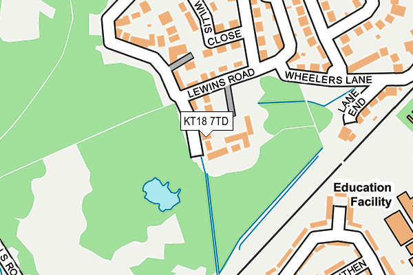 KT18 7TD map - OS OpenMap – Local (Ordnance Survey)