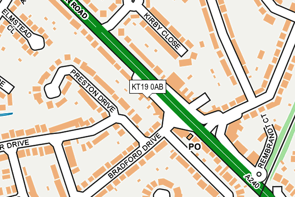 KT19 0AB map - OS OpenMap – Local (Ordnance Survey)