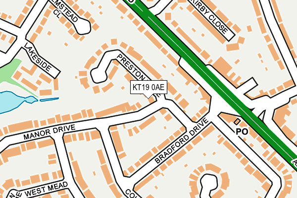 KT19 0AE map - OS OpenMap – Local (Ordnance Survey)
