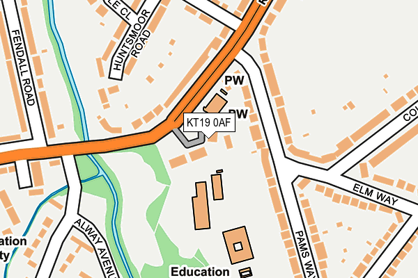 KT19 0AF map - OS OpenMap – Local (Ordnance Survey)