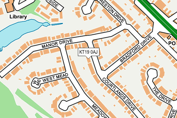KT19 0AJ map - OS OpenMap – Local (Ordnance Survey)