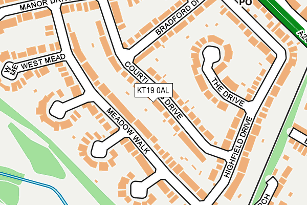 KT19 0AL map - OS OpenMap – Local (Ordnance Survey)