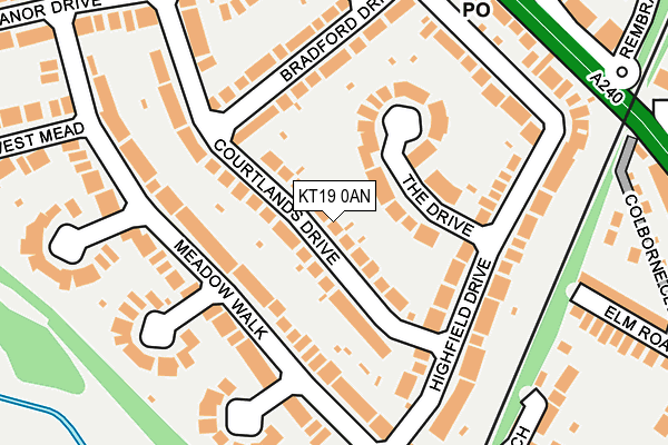 KT19 0AN map - OS OpenMap – Local (Ordnance Survey)