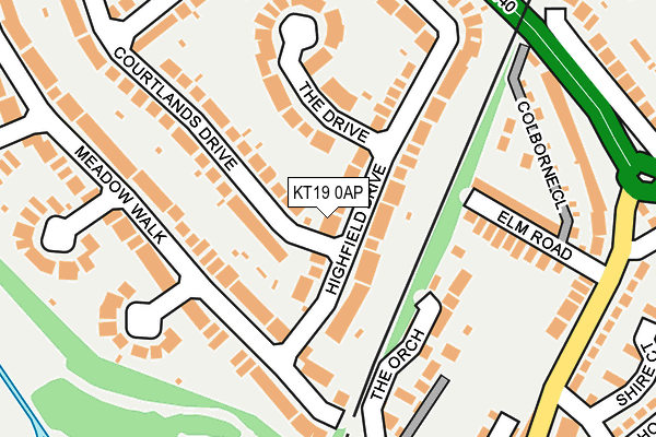 KT19 0AP map - OS OpenMap – Local (Ordnance Survey)