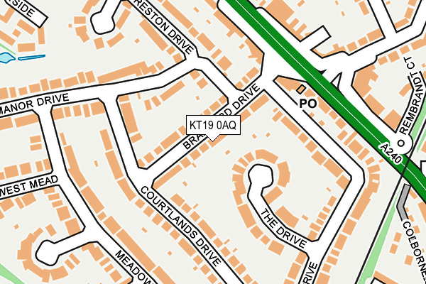 KT19 0AQ map - OS OpenMap – Local (Ordnance Survey)