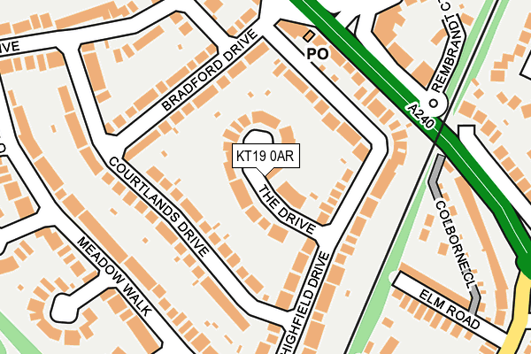 KT19 0AR map - OS OpenMap – Local (Ordnance Survey)
