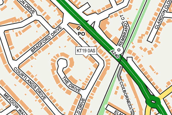 KT19 0AS map - OS OpenMap – Local (Ordnance Survey)