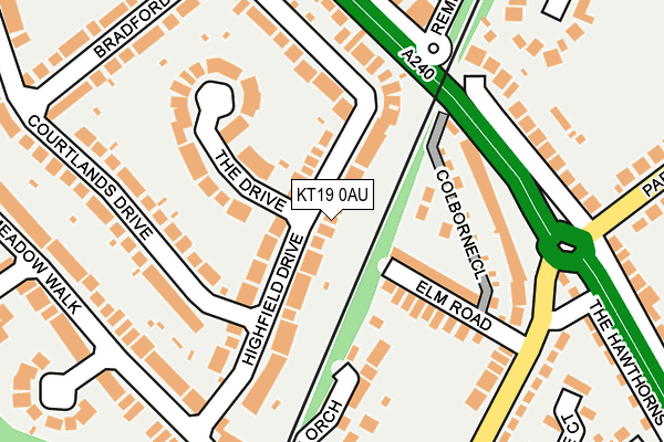 KT19 0AU map - OS OpenMap – Local (Ordnance Survey)