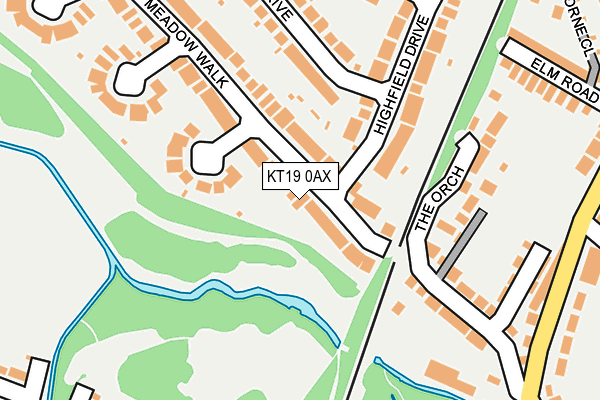 KT19 0AX map - OS OpenMap – Local (Ordnance Survey)