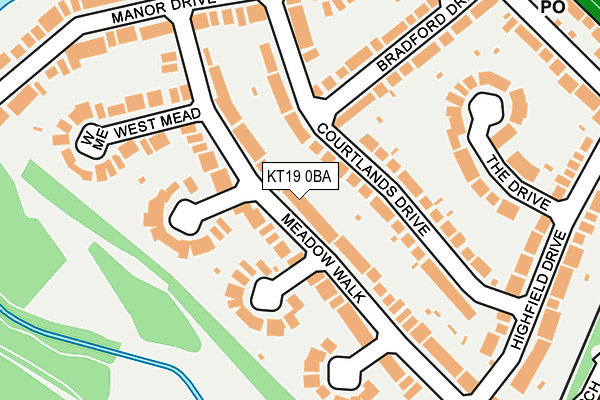 KT19 0BA map - OS OpenMap – Local (Ordnance Survey)