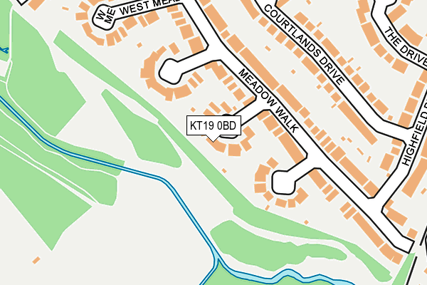 KT19 0BD map - OS OpenMap – Local (Ordnance Survey)