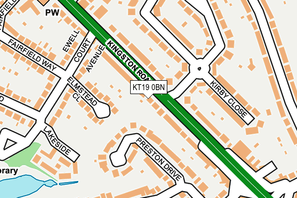 KT19 0BN map - OS OpenMap – Local (Ordnance Survey)