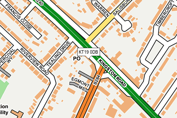 KT19 0DB map - OS OpenMap – Local (Ordnance Survey)