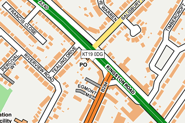 KT19 0DG map - OS OpenMap – Local (Ordnance Survey)