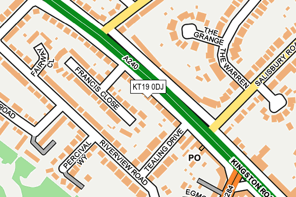 KT19 0DJ map - OS OpenMap – Local (Ordnance Survey)